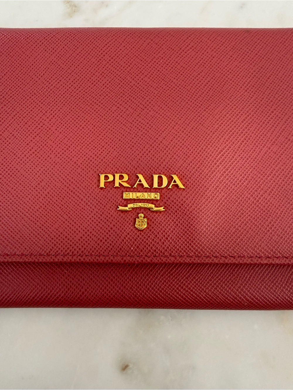 Prada Soft Pink Saffiano Leather Continental Wallet with Gold Logo - Picture 8 of 8